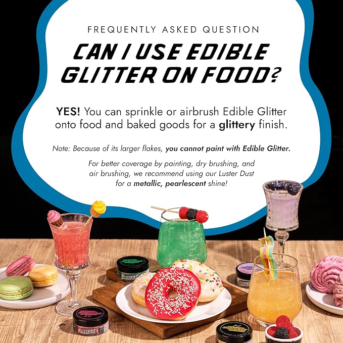 MONÉGASQUE Ocean Blue Edible Glitter for Drinks 10g – Blue Edible Glitter for Cakes & Beverage - 4th of July Sprinkles & Cocktail Drink Shimmer Flakes - Food Decorating & Cake Decorations Spray
