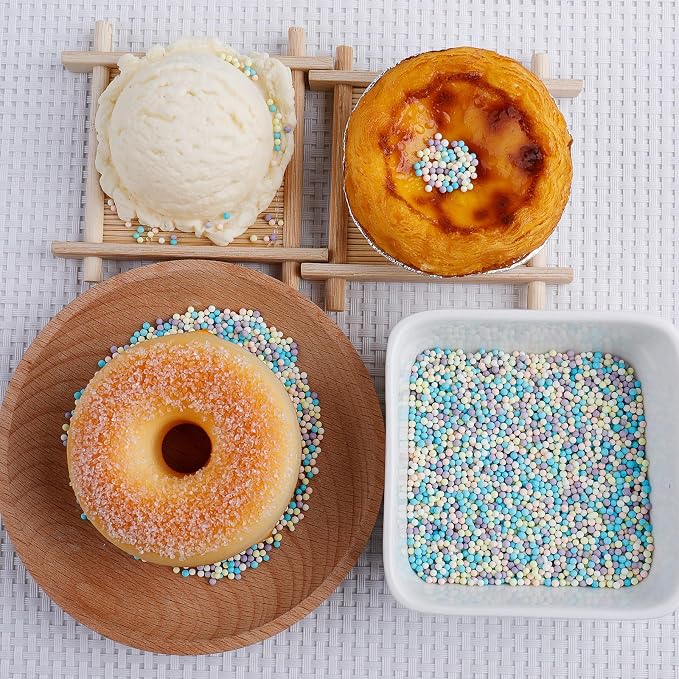 Pastel Sprinkles for Cake Decorating, 7.8oz Macaron Pearl Sprinkles 4 Sizes Mix for Cake Cupcake Cookie Baking Donuts Ice Cream Toppings
