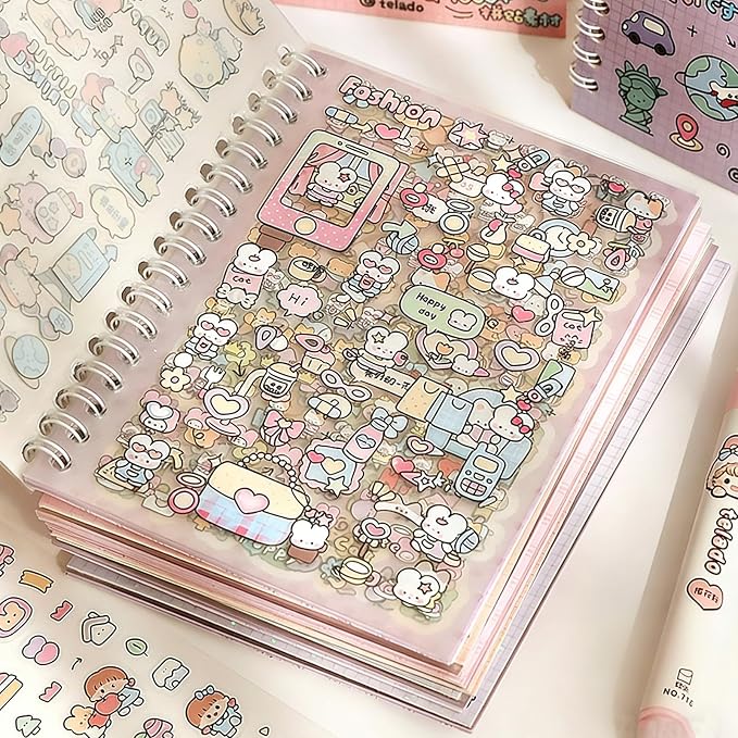 Aesthetic Japanese Sticker Book for Adults – 16 Sheets, 1000+ Cute & Vintage Stickers for Scrapbooking, Journaling, DIY Crafts, Girlhood & Scrapbook Sticker Book