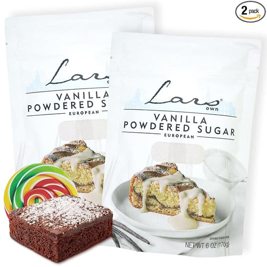Sweetzo - Vanilla Powdered Sugar, For Baking, Donuts, Pancakes and More, Bulk Bags, 6 Ounces Each (Pack of 2)