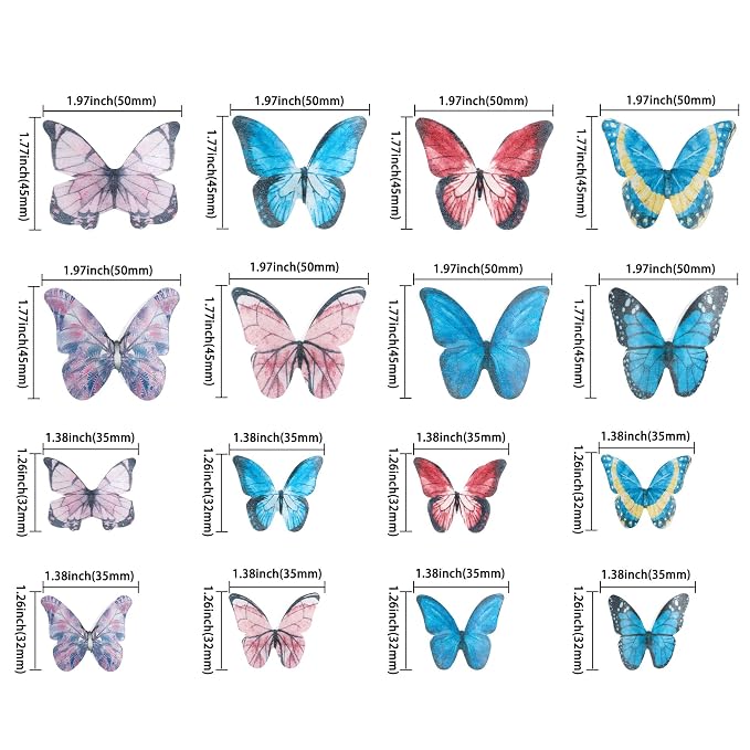 Gyufise 40Pcs Edible Butterfly Cake Decorations - Wafer Paper Butterflies & Cupcake Toppers - Dark