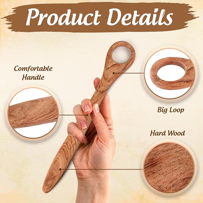 Wooden Danish Dough Whisk, Bread Whisking Tool for Mixing Sourdough, Egg and Flour Mixer Whisk, Traditional Bread Baking Tools and Supplies.
