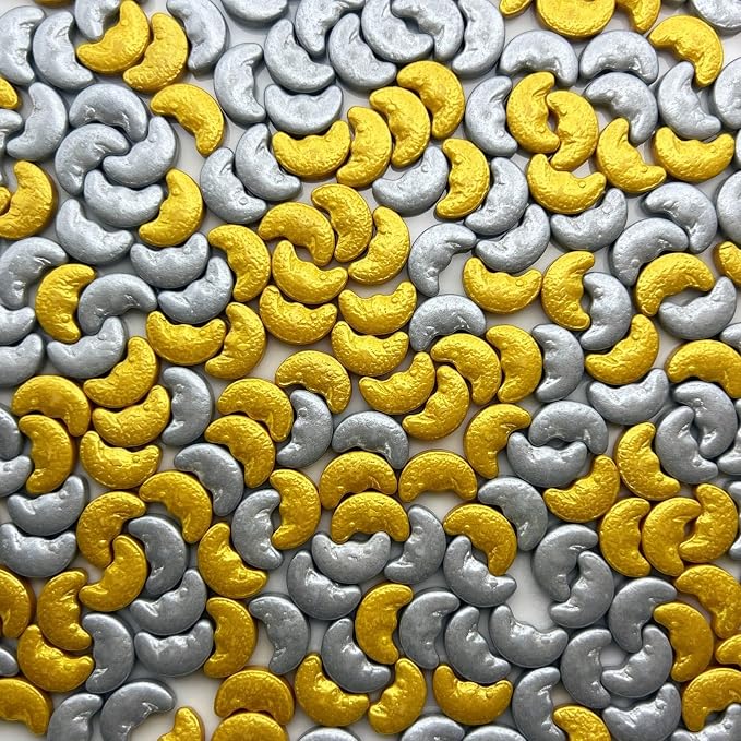 SE Si&Moos Edible Moon Cake Decorations Gold and Silver Sprinkles for Cake Decorating Moon Cupcake Sprinkles Christmas Cookie Decorations Shower Party Birthday Holiday Supplies 3 OZ