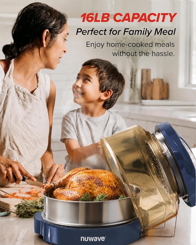 Nuwave Pro Plus 2 Countertop Infrared Oven with Stainless Steel Extender Ring, Triple Combo Cooking Power, Adjustable Temperature Control, Large Capacity Roaster, Air Fryer & Convection Oven, 20672V01