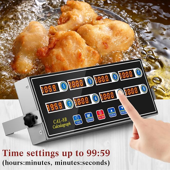 Relaxweex 1 Pack Digital Kitchen Timer, Commercial Cooking Timer with Loud Alarm, Large LCD Display, for Restaurants, Baking, Labs, Multiple Independent Countdown Timers (8 Channel)