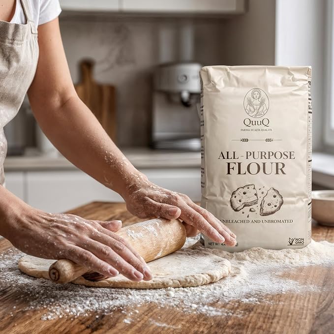 QuuQ All Purpose Flour 1 Pack 4.4 lb (2 kg) – Unbleached Unbromated Enriched Wheat Flour, Non-GMO Baking Flour for Bread, Cookies, Cakes, Pizza & Baking