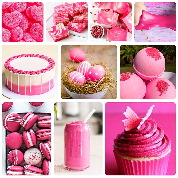 Pink Food Coloring Liquid - Vibrant Liquid Icing Food Coloring Set for Baking, Cake Decorating, Easter Egg, Airbrush - Tasteless Food Dye for Fondant, Slime, DIY Crafts - 5.5 Fl.oz / 160ml Each