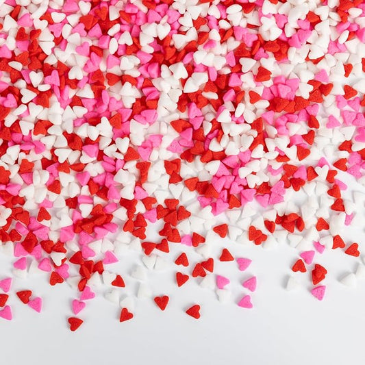 Edible Heart Sprinkles for Cake Decorating,Red Pink White Small Heart Shapes Mix,Miniature Sugar Sprinkle for Baking Decorations,Cake Ice Cream Cookies Cupcake Chocolate Topper Birthday Wedding Mother's Day Supplie