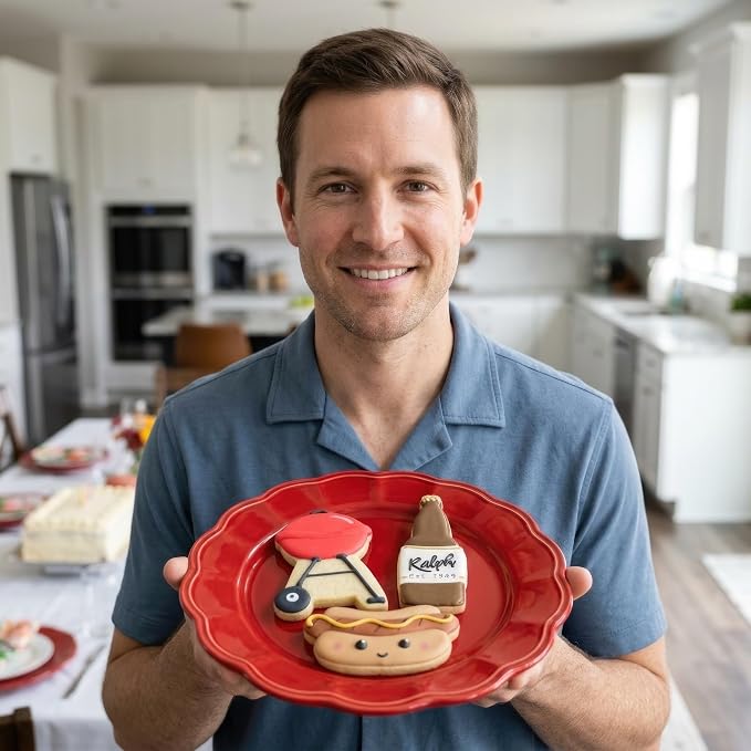 Ann Clark 3-Pc. Father’s Day BBQ Cookie Cutter Set, Made in USA, BBQ Grill, Beer/Soda Bottle, Hot Dog