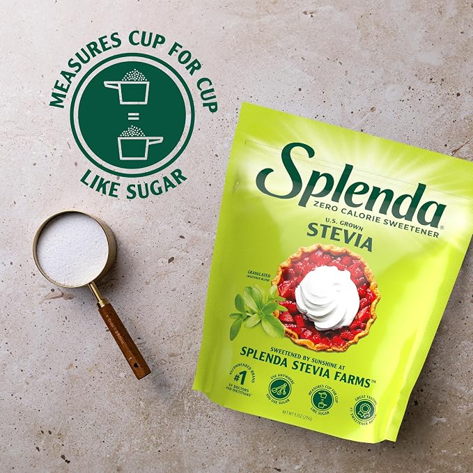 SPLENDA Stevia Zero Calorie Sweetener for Baking, Plant Based Sugar Substitute Granulated Powder, 9.7oz Resealable Pouch (Pack of 2)