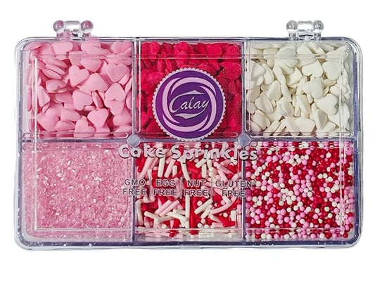 Edible Valentines Sprinkles for Baking,Pink, Red and White Heart,Jimmies,Nonpareils,Sanding Sugar for Love Valentines Day Cake Cookies Cupcake Topper Decorating