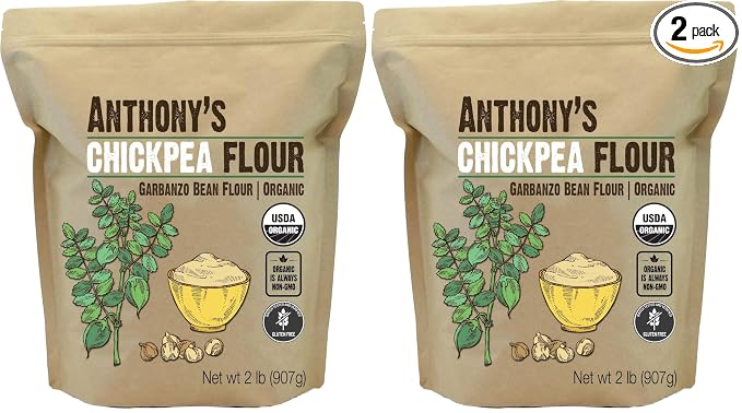 Anthony's Organic Chickpea Flour, Garbanzo Bean Flour, 2 lb, Gluten Free, Non GMO (Pack of 2)