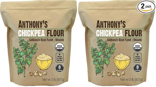 Anthony's Organic Chickpea Flour, Garbanzo Bean Flour, 2 lb, Gluten Free, Non GMO (Pack of 2)
