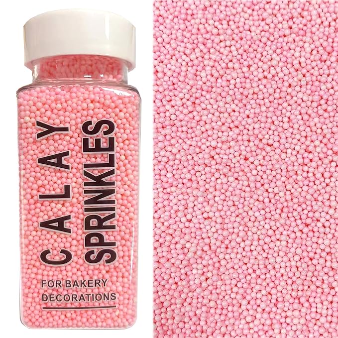 PhilaeEC Light Pink Nonpareils Sprinkle 2mm Mini Peals Sprinkle Edible for Cake Decoration Cupcake Topper Cookie Baking Decorations Halloween Christmas Valentine Supplies