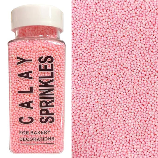 PhilaeEC Light Pink Nonpareils Sprinkle 2mm Mini Peals Sprinkle Edible for Cake Decoration Cupcake Topper Cookie Baking Decorations Halloween Christmas Valentine Supplies