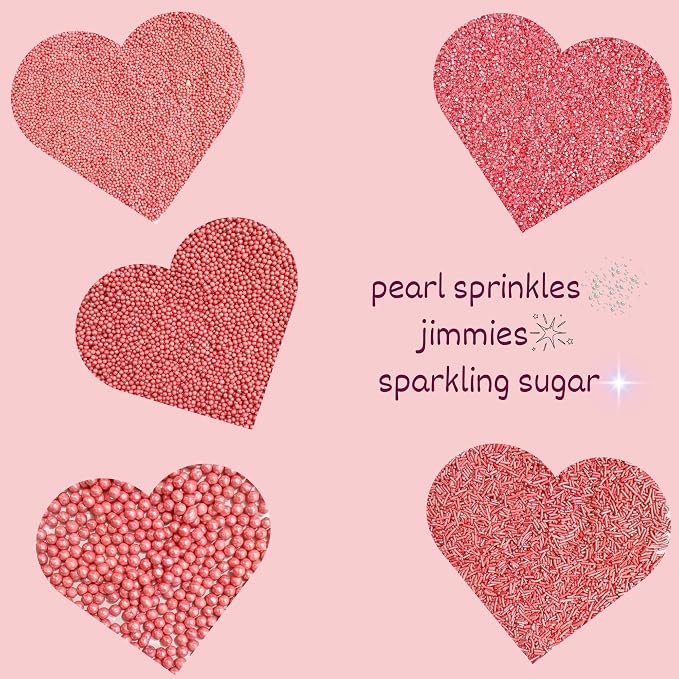 Confect Rose Pink Sprinkles | Assorted 5-Pack Garden Party Mix with Dragees, Jimmies & Sparkling Sugar for Cake & Cupcake Decoration | Vegan, Gluten-Free, Nut-Free, Soy-Free, Dairy-Free , Handcrafted Sprinkle - 5 Oz