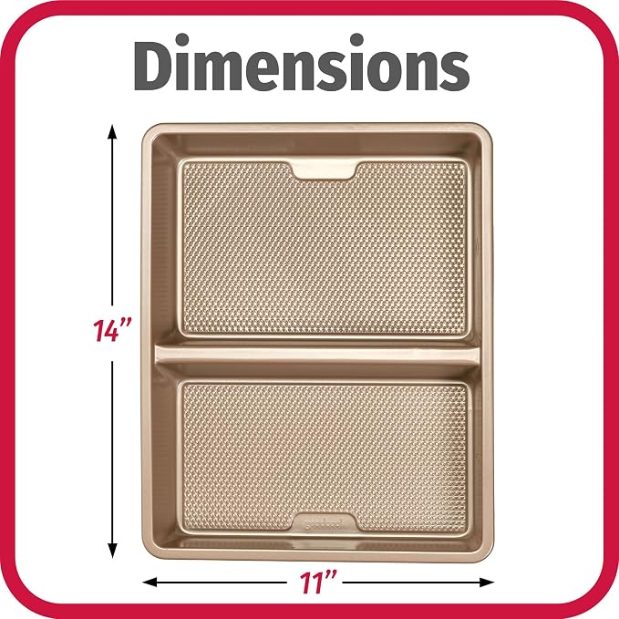 GoodCook 11” x 14” Nonstick Divided Oblong Pan – 2-in-1 Textured Cooking Pan, Baking Dish, Scratch-Resistant Carbon Steel Oven Pan for Meal Prepping & Sheet Pan Dinners