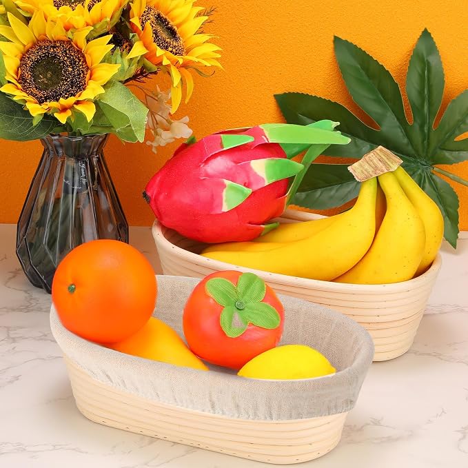 Gejoy 25 Sets Bread Proofing Baskets Bulk 10 Inch Banneton Dough Proofing Bowls Kit with Cloth Liner and Plastic Scraper Sourdough Basket for Home Sourdough Bakers