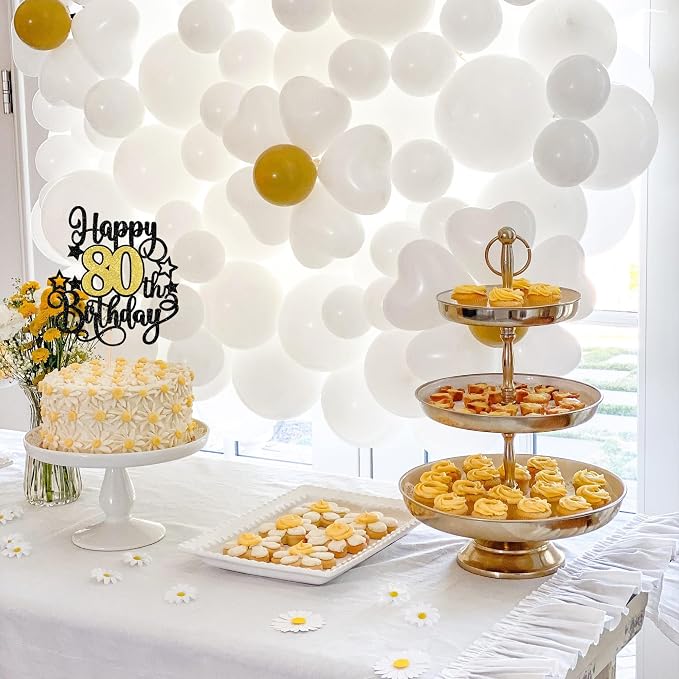 1 PCS Happy 80th Birthday Cake Topper Black Gold Glitter Cheers to 80 Years Birthday Cake Pick Hello 80 Fabulous Cake Decoration for Happy 80th Birthday Anniversary Party Decorations Supplies