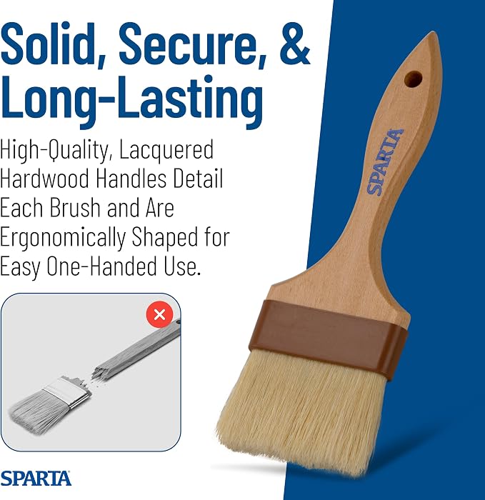 SPARTA Kitchen Basting Brush – 4037600 Basting Brush for Cooking Flat Boar Bristle Brush, Hardwood Handle for Kitchens, Restaurants, Catering, High Heat Food Prep, 4in