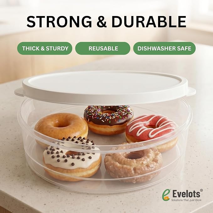 Evelots 2-Pack 10-Inch Airtight Food Storage Container with Lid - Portable Carrier for Pies, Cakes, Cupcakes & More - BPA-Free Clear Plastic - Secure & Easy Transport