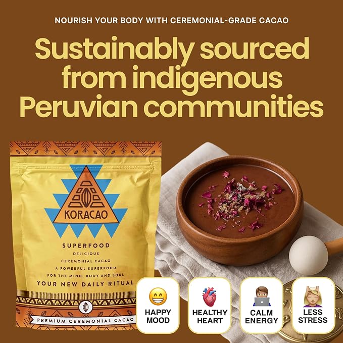 KORACAO Sustainably Harvested Cacao | Ideal Superfood for Everyday Bliss | Ceremonial Grade Cacao | Enhance Your Spiritual Journey with Ancient Superfood Delight - 3 Pounds