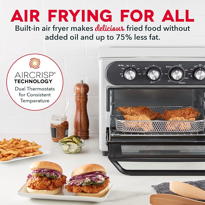 Dash Chef Series Air Fryer Oven - Convection Toaster Cooker & Electric Fry Oven - Has AirCrisp® Technology & Versatile Cooking Functions - 7-in-1 Convection - Stainless Steel