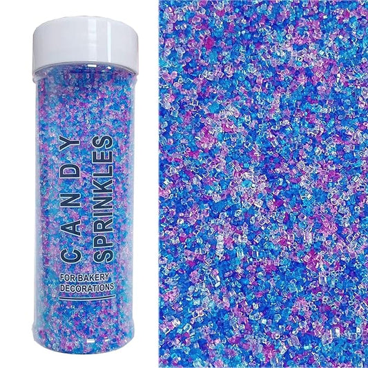PhilaeEC Mermaid Pastel Sanding Sugar Edible Pink Purple Blue Sparkling Crystals for Baking Cake Decoration Cookie Ice Cream Cupcake Toppers Wedding Party Valentines Halloween Christmas Supplies 5oz