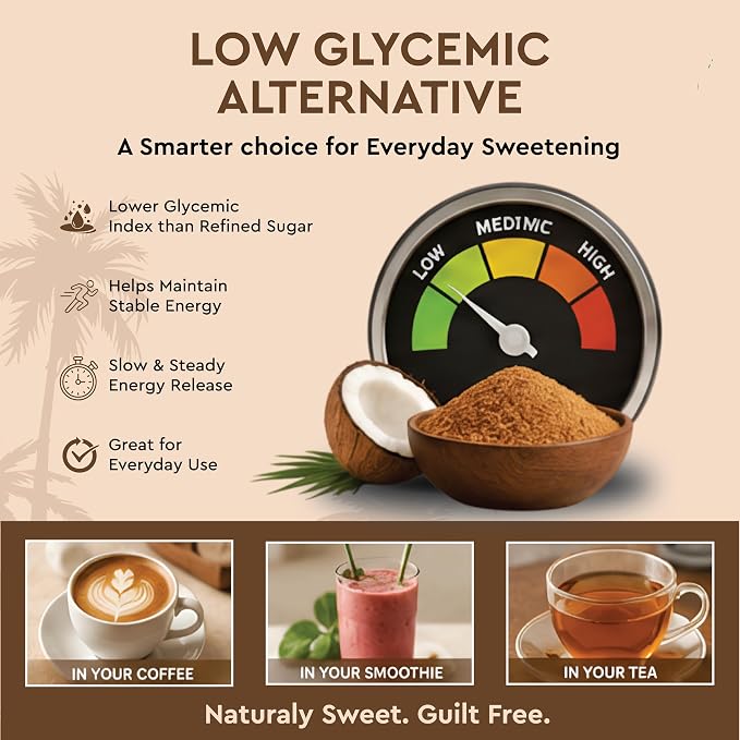 Rasika Organic Coconut Sugar – Natural, Unrefined, Low Glycemic Sweetener for Baking, Cooking & Beverages | Vegan, Gluten-Free, Non-GMO, Cane Sugar Alternative (500Gms)
