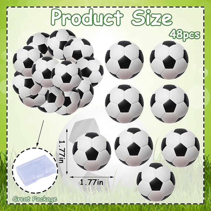 48PCS Edible Soccer Balls Cupcake Toppers Edible Soccer Football Cake Decorations for Sports Ball Game Theme Baby Shower Birthday Party Cake Decorations Supplies