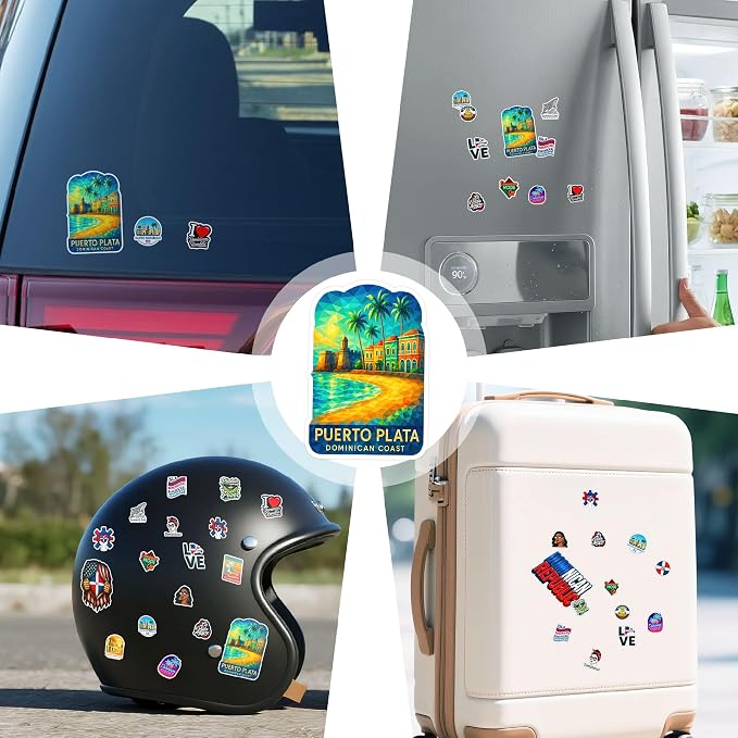 100 PCS Dominican Republic Stickers Pack, Caribbean Travel Vinyl Waterproof Decals of Punta Cana Puerto Plata Samaná Santo Domingo Culture Food Flag Beach Art for Laptop Water Bottle Scrapbook