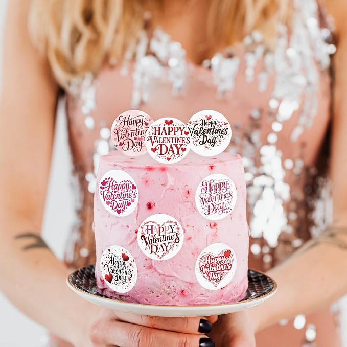 36PCS Edible Happy Valentine’s Day Cupcake Toppers Wafer Paper Sweet Love Be Mine Kiss Me Cupcake Picks Valentine’s Cake Decor for Valentine's Day Theme Wedding Party Supplies