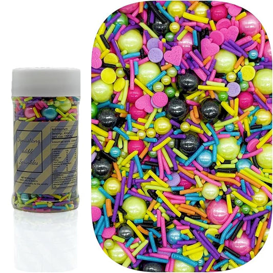 Dynastang Disco Themed Sprinkles Mixed Style Edible Cake Decorations Cupcake Toppers Cookie Perfect for Cakes, Cupcakes, Desserts Toppings 3OZ