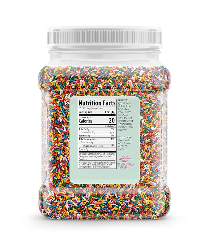 Unpretentious Rainbow Sprinkles, Colorful Jimmies, Bulk Size, Soft & Sweet (3.2 Pound)