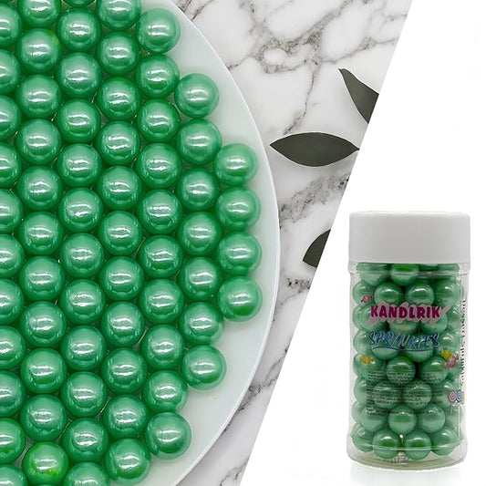 10mm Edible Dark Green Pearl Sugar Sprinkles Candy Mini Pearls Cake Decorations Cupcake Toppers Cookie Decorating Perfect for Wedding Party Valentine Halloween Christmas Supplies 3OZ