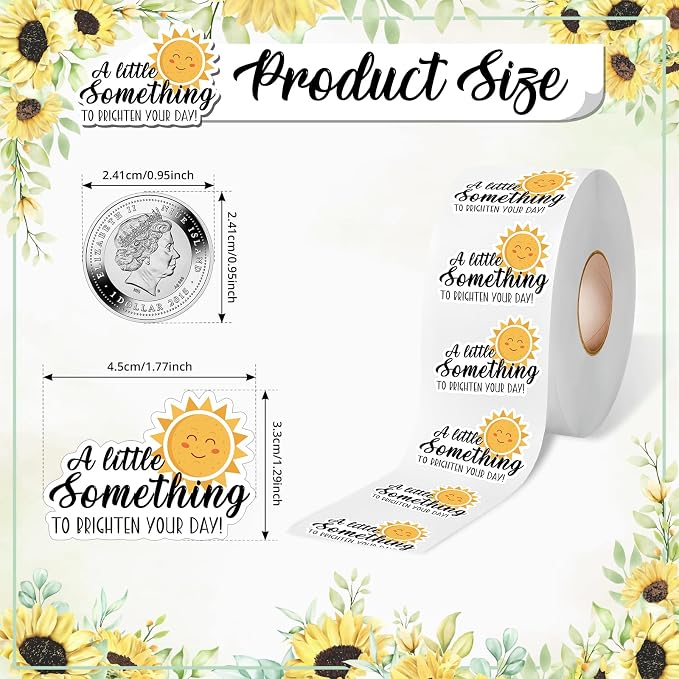 A Little Something to Brighten Your Day Cute Thank You Stickers, Small Business Online Retailers Bakeries Packaging Stickers, Christmas, Thanksgiving Day, Birthday Party Favors Labels Gifts