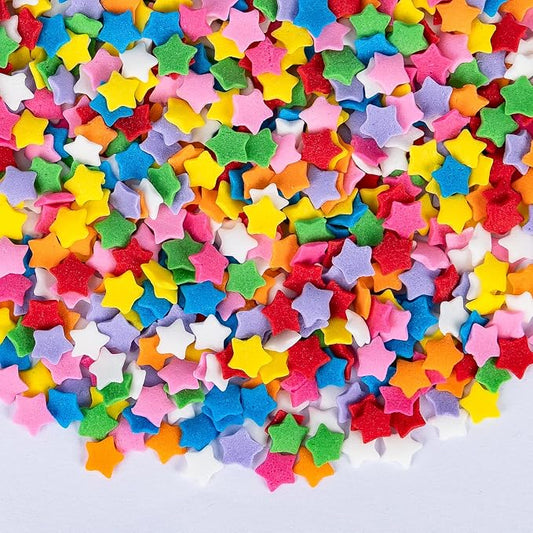Edible Star Confetti Sprinkles,130g Rainbow Stars Sugar Sprinkle for Cake Decorations,Colorful Pentagram Shape Candy Baking Dessert Toppers,Cupcakes,Cookies,Ice Cream,Donuts,Perfect for Birthday Wedding Celebration Party Decorating Supplies