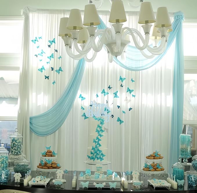 Happy Birthday Cake Topper - Light Blue Glitter Birthday Party Cake Decoration Supplies, Photo Booth Props