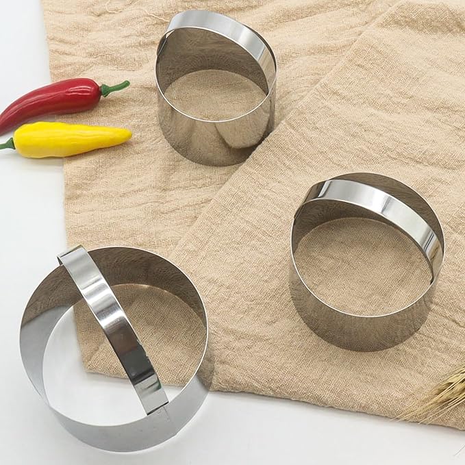 Stainless Steel Round Cookie Cutters with Handle, Set of 3 (Size: 2.25", 2.75", 3")