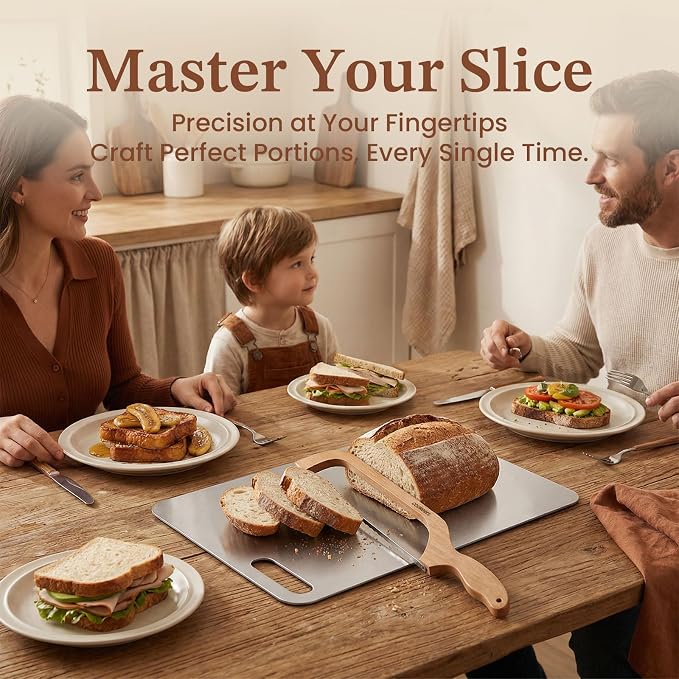 Sourdough Bow Bread Knife –Large Bread Slicer for Homemade Bread with Serrated Stainless Steel Blade, Even Slice Cutter for Baguettes, Bagels, Thoughtful bread lame,Gift for Bread Lovers