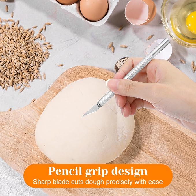 11 Pcs Sourdough Scoring Bread Lame with 10 Blades, Safety Cover Dough Cutter Baker's Knife Sour Scorer Tool Handmade Blade Slashing for Artisan Sourdough Baking Cake Making Cutting Accessories