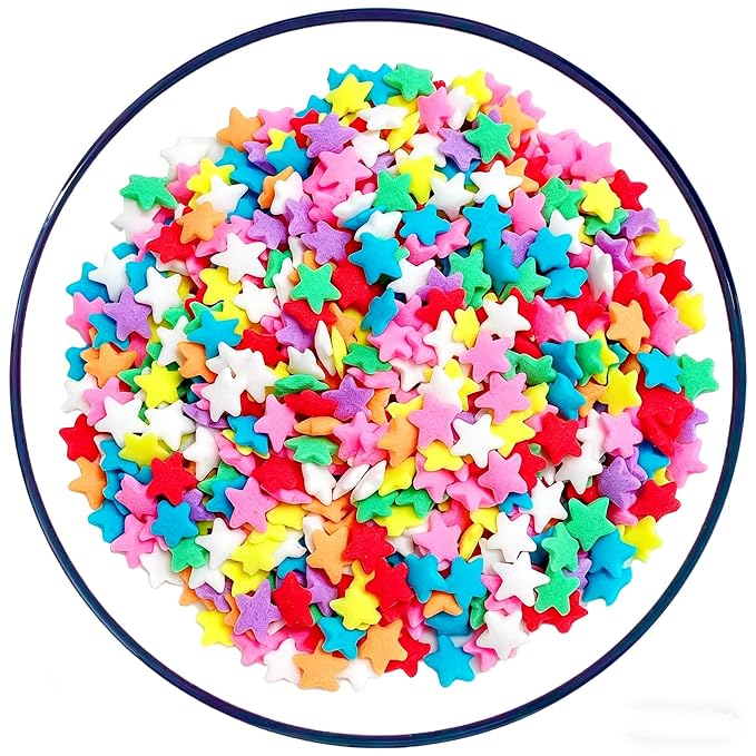 Sentovac Rainbow Star Sprinkles Edible Colorful Confetti Star for Cake Decorating Candy Cake Cupcake Cookie Baking Donuts Ice Cream Decorations Birthday Party Christmas Holiday Supplies