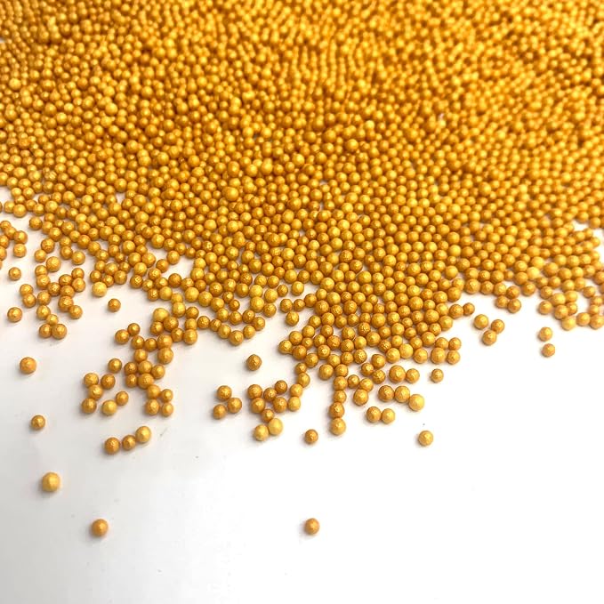 Gold Sprinkles Edible Candy Mini Pearls Cupcake Cake Toppers, Celebrations Candy Pearls Shaker Jar Wedding Shower Party Cake Decoration Supplies­ 3.2oz