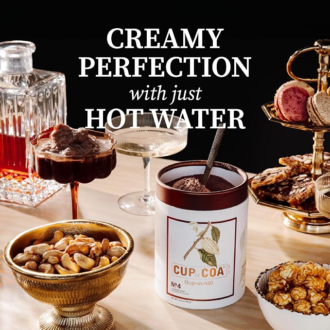 Cup of Coa No. 4 Sensuously Dark | Gourmet Dark Hot Cocoa Mix | Just Add Water | Rich, Velvety & Silky Smooth | Luxury Dark Chocolate Hot Chocolate | Made in USA (8 Servings)