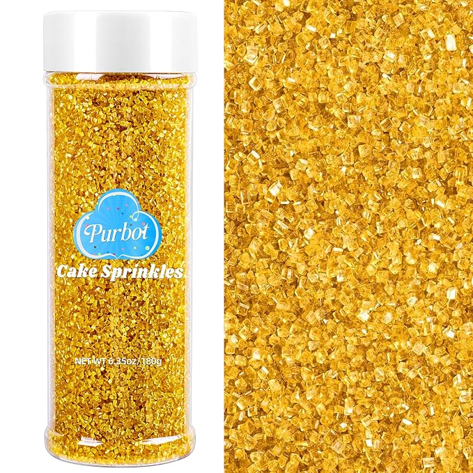 Gold Sprinkles Sanding Sugar for Baking, 6.35oz/180g Edible Sparkling Sugar Crystal, Course Sugar Sprinkles for Cakes Cupcakes Cookies Ice Cream