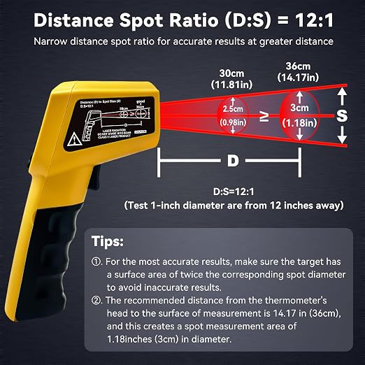 Infrared Thermometer Temperature Gun - 58 ℉~1022 ℉ (- 50 ℃~550 ℃) Non-Contact Digital Laser Infrared Ir Thermometer for Cooking, Barbecue, Food, Repair, Pet Care and Home Use(Yellow)