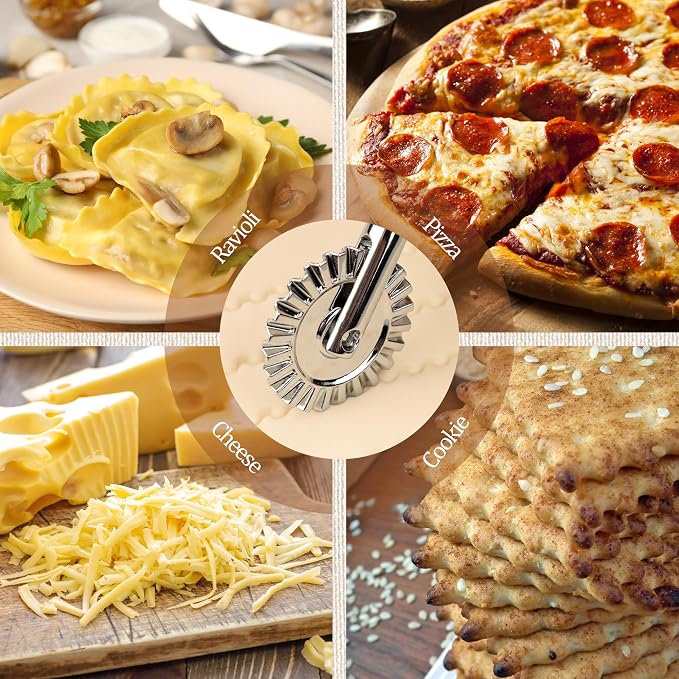 Short Handle Small Cutter Wheel - Exquisite Wooden Handle, Perfect for Pasta, Pizza, Ravioli, Cookie - Versatile Crinkle and Pastry Cutter for Effortless Slicing