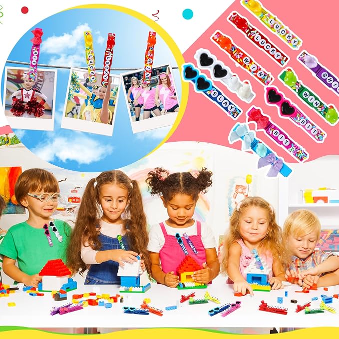 Geelin Cheer Pins Kit with 80 Pcs Spirit Clips, 800 Letter Beads, 30 Ducks, 30 Bows, 20 Sunglasses, Glue, Decoration for Cheerleaders, Volleyball Team Gifts Bulk Stuff DIY Charms(Multicolor,Classic)