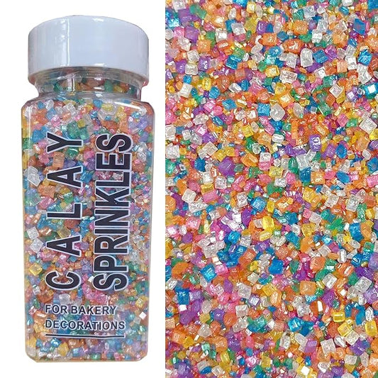 Sentovac Colored Sugar Crystals for Baking Edible Rainbow Coarse Large Crystals Sparkling Sugar Sprinkles for Baking Topping Cake Cookie Cupcake Topper Ice Cream Decoration Supplies