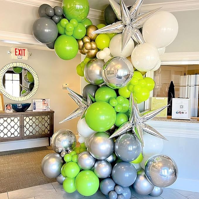120pcs Lime Green Balloons, 18 12 10 5 inch Lime Green Balloons Different Sizes Balloon Arch for Dinosaur Baby Shower Birthday Party Decorations
